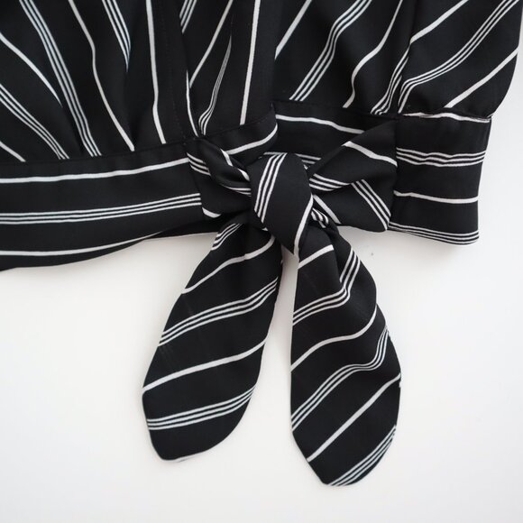 LOFT Striped Wrap Top with Waist Tie | S - Picture 4 of 6